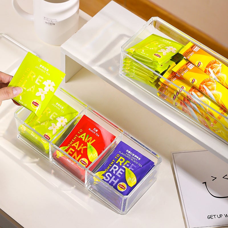 Tea Bag Coffee Storage Box Compartment Sealed Portable Lid Large Capacity Desktop Dustproof Tea Tea Room Storage Rack - Image 3